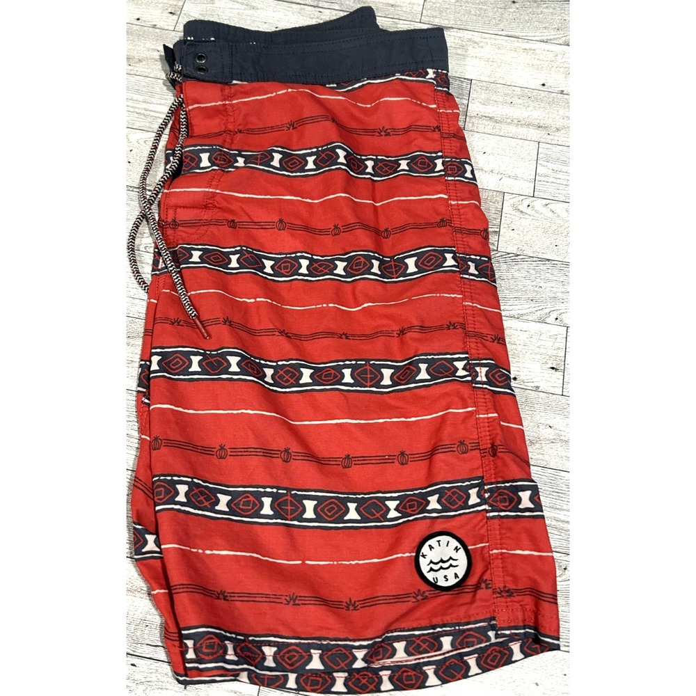 Katin Board Shorts Swim Trunks Mens Size 32 Faded Red Beach Drawstring Pockets